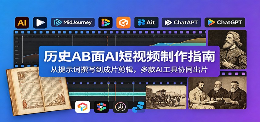 历史AB面AI短视频制作指南：从提示词撰写到成片剪辑，多款AI工具协同出片|一人科技公司导航