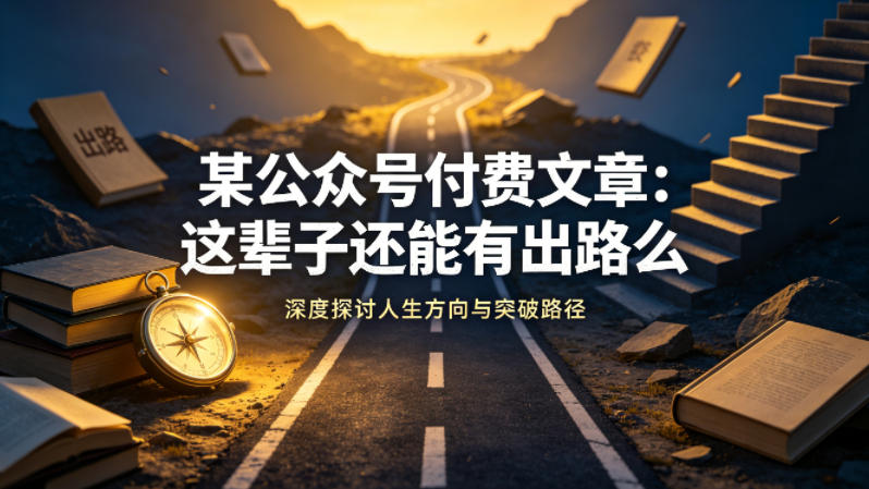 某公众号付费文章：这辈子还能有出路么|协议软件打粉软件