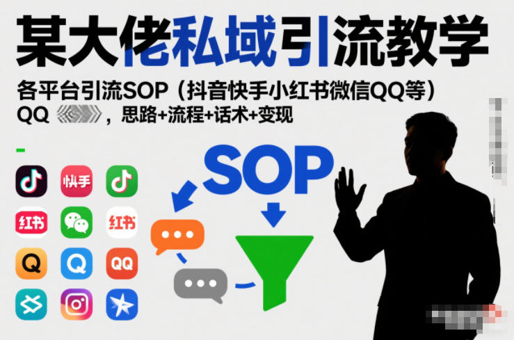 某大佬私域引流教学，各平台引流SOP(抖音快手小红书微信QQ等)，思路+流程+话术+变现|HOOK协议网
