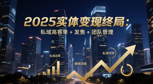 2025实体变现终局：私域高客单+发售+团队管理|HOOK协议网