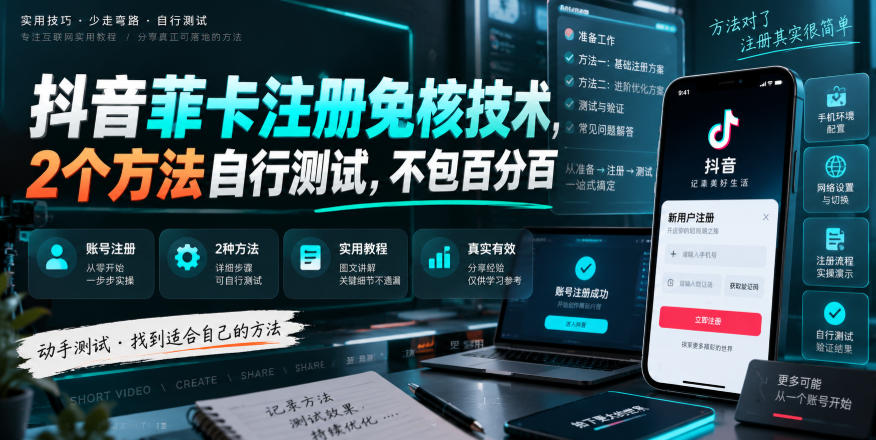 抖音菲卡注册免核技术，2个方法自行测试，不包百分百|一人科技OPC聚合软件