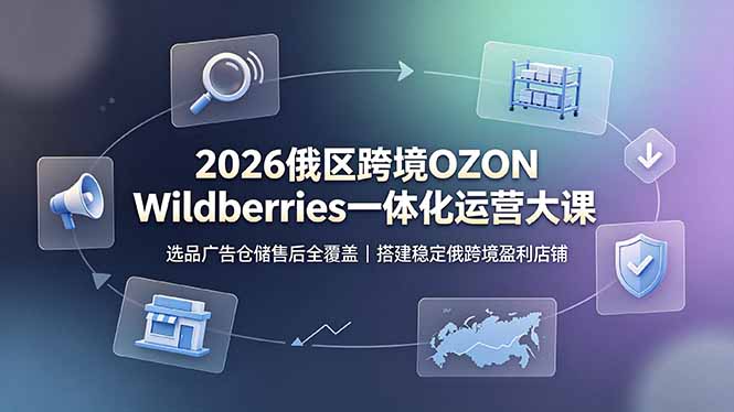 2026俄区跨境OZON Wildberries一体化运营大课，选品广告仓储售后全覆盖，搭建稳定俄跨境盈利店铺|一人科技OPC聚合软件