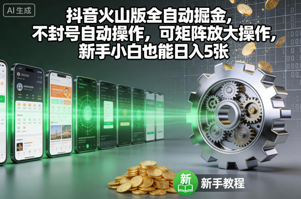抖音火山版全自动掘金，不封号自动操作，可矩阵放大操作，新手小白也能日入5张【揭秘】|HOOK协议网
