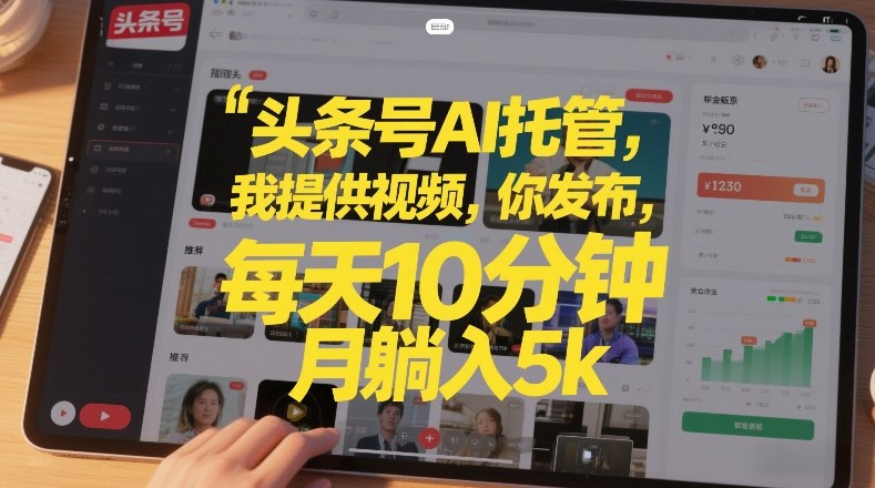 头条号AI托管，我提供视频，你发布，每天10分钟，月躺入5k+【揭秘】|HOOK协议网