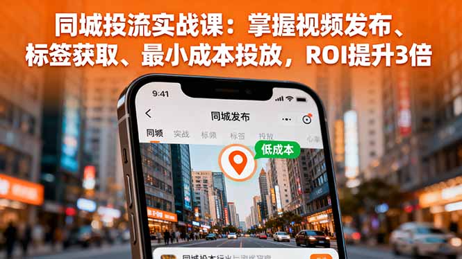 同城投流实战课：掌握视频发布、标签获取、最小成本投放，ROI提升3倍|HOOK协议网