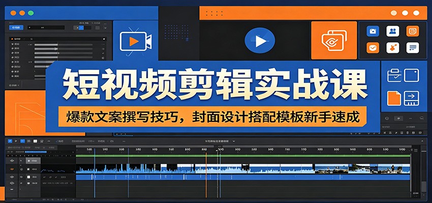 短视频剪辑实战课：爆款文案撰写技巧，封面设计搭配模板新手速成|一人科技公司导航