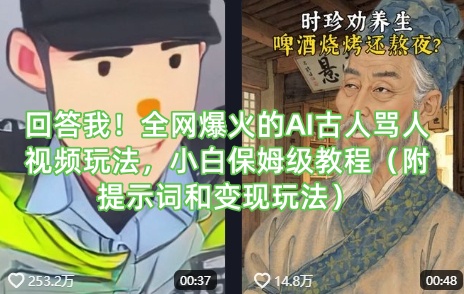 回答我！全网爆火的AI古人骂人视频玩法，小白保姆级教程(附提示词和变现玩法)|HOOK协议网