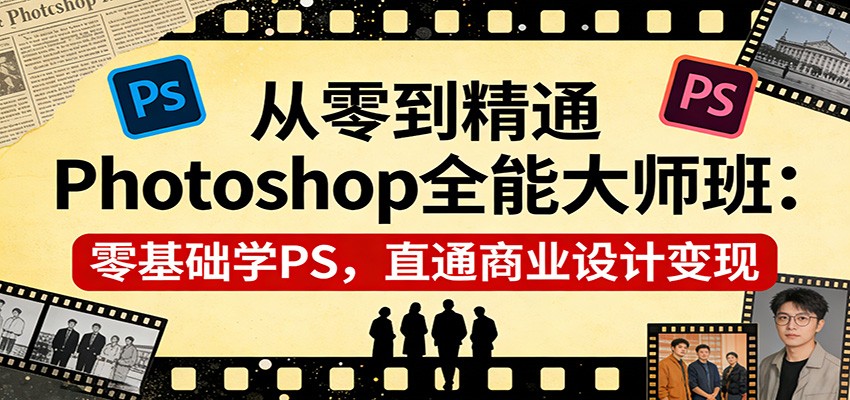 从零到精通Photoshop全能大师班：零基础学PS，直通商业设计变现|协议软件打粉软件