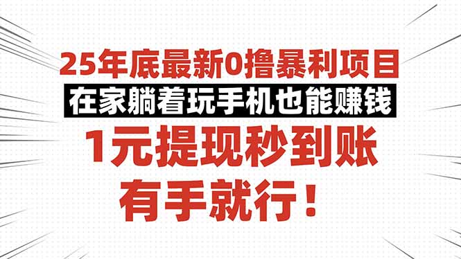 25年底最新0撸暴利项目，在家躺着玩手机也能赚钱，1元提现秒到账，有手...|HOOK协议网