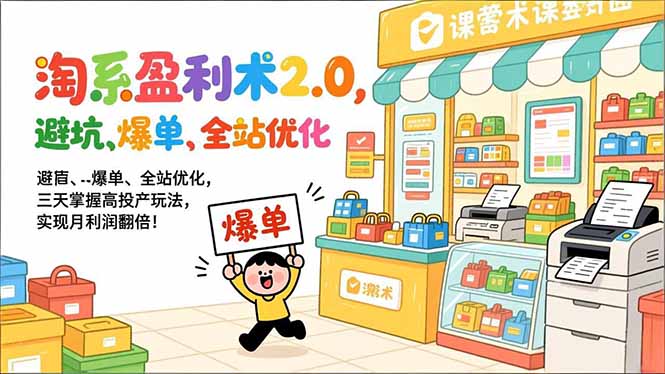 淘系盈利术2.0，避坑、爆单、全站优化，三天掌握高投产玩法，实现月利润翻倍！|HOOK协议网