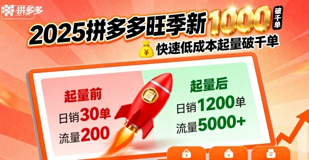 2025拼多多旺季新老店铺——快速低成本起量破千单|HOOK协议网