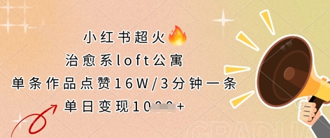 小红书超火的治愈系loft公寓，单条作品点赞16W，3分钟一条，单日变现数张|HOOK协议网