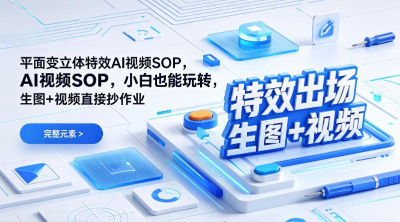(特效出场)平面变立体特效AI视频SOP，小白也能玩转，生图+视频直接抄作业|协议软件打粉软件