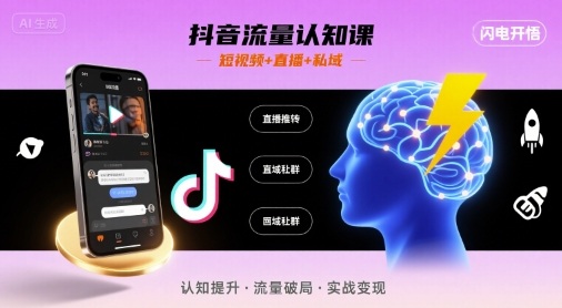 抖音流量认知课，短视频+直播+私域，认知提升，闪电开悟|HOOK协议网