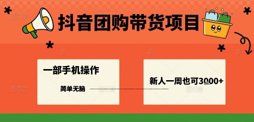 抖音团购带货项目，一部手机简单操作，一周3k+|HOOK协议网