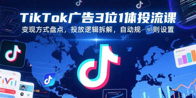 TikTok广告3位1体投流课，变现方式盘点，投放逻辑拆解，自动规则设置|HOOK协议网