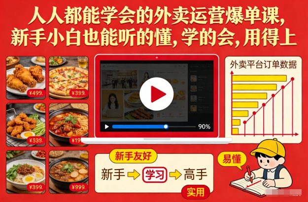 人人都能学会的外卖运营爆单课，新手小白也能听的懂，学的会，用得上|HOOK协议网