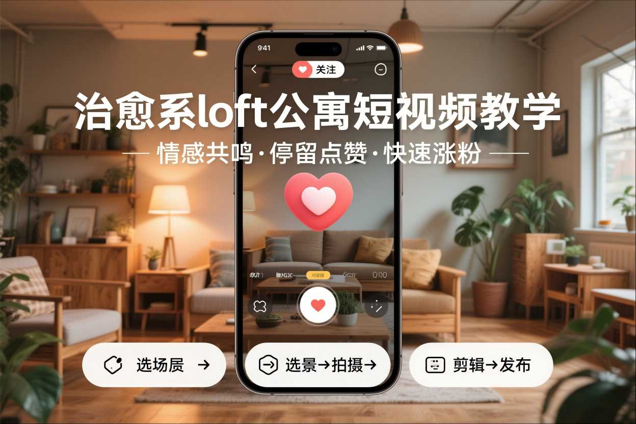 治愈系loft公寓短视频制作教学，情感共鸣引停留点赞关注，快速起号涨粉|HOOK协议网