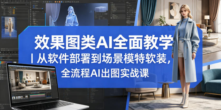效果图类AI全面教学｜从软件部署到场景模特软装，全流程AI出图实战课|一人科技公司导航