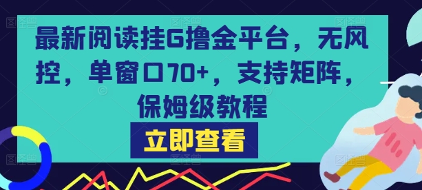 最新阅读挂G撸金平台，无风控，单窗口70+，支持矩阵，保姆级教程【揭秘】|HOOK协议网