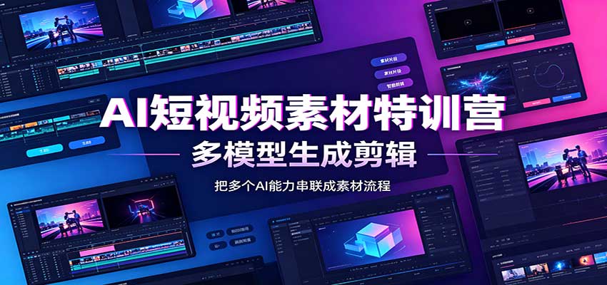 AI短视频素材特训营：Codex本地部署实操，多模型生成剪辑，爆量素材挖掘教学|一人科技OPC聚合软件