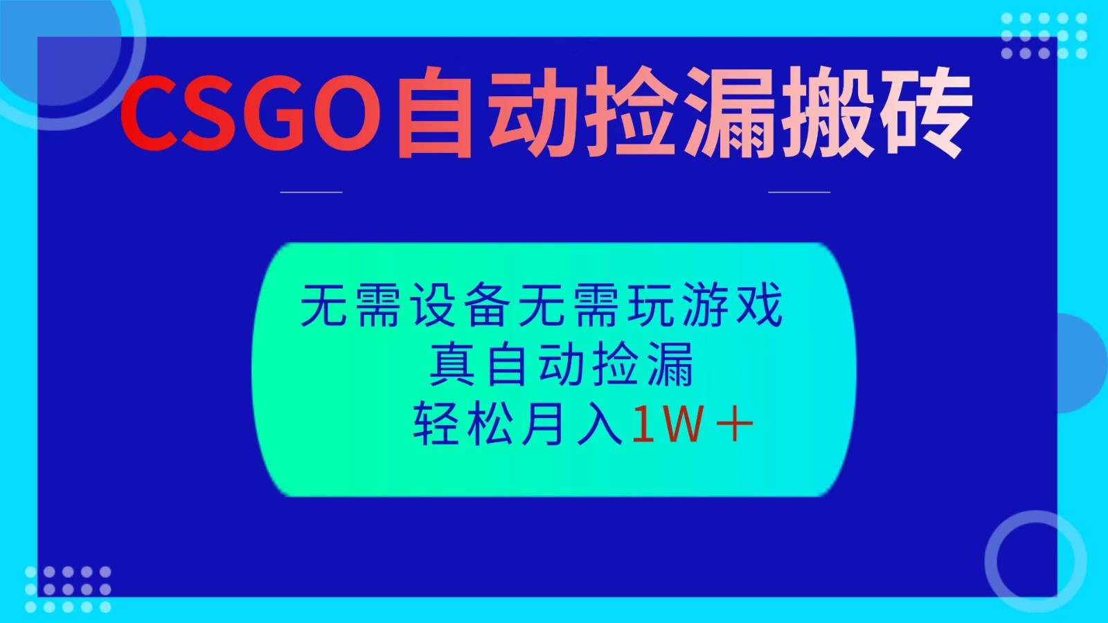 CSGO自动捡漏搬砖，当天操作当天见结果，无需了解游戏，包教包会包落地|HOOK协议网