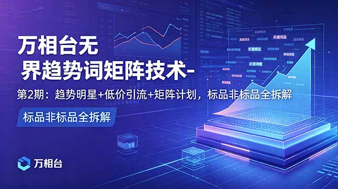 万相台无界趋势词矩阵技术-第2期：趋势明星+低价引流+矩阵计划，标品非标品全拆解|一人科技公司导航