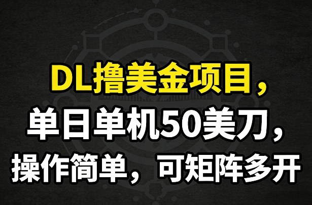 DL撸美金项目，单日单机50美刀，操作简单，可矩阵多开|协议软件打粉软件