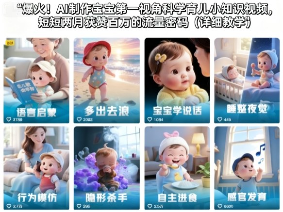 爆火！AI制作宝宝第一视角科学育儿小知识视频，短短两月获赞百万的流量密码(详细教学)|HOOK协议网