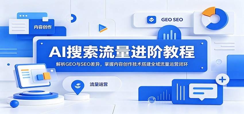 AI搜索流量进阶教程：解析GEO与SEO差异，掌握内容创作技术搭建全域流量运营闭环|一人科技公司导航