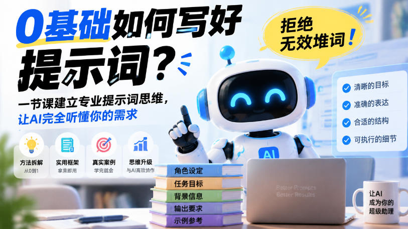 0基础如何写好提示词，拒绝无效堆词！一节课建立专业提示词思维，让AI完全听懂你的需求|一人科技OPC聚合软件