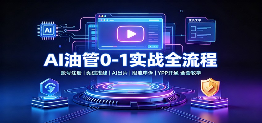 AI油管0-1实战：账号注册频道搭建，AI出片，限流申诉，YPP开通全套教学|一人科技OPC聚合软件