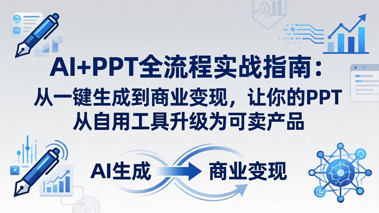 AI+PPT全流程实战指南-更新4月21：从一键生成到商业变现，让你的PPT从自用工具升级为可卖产品|协议软件打粉软件