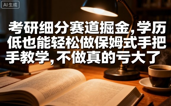 考研细分赛道掘金，日入1k+，学历低也能轻松做保姆式手把手教学，不做真的亏大了【揭秘】|HOOK协议网