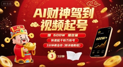 AI财神驾到视频起号，爆600W播放量，快速起千粉万粉号，3分钟教会你(附详细教程)|HOOK协议网