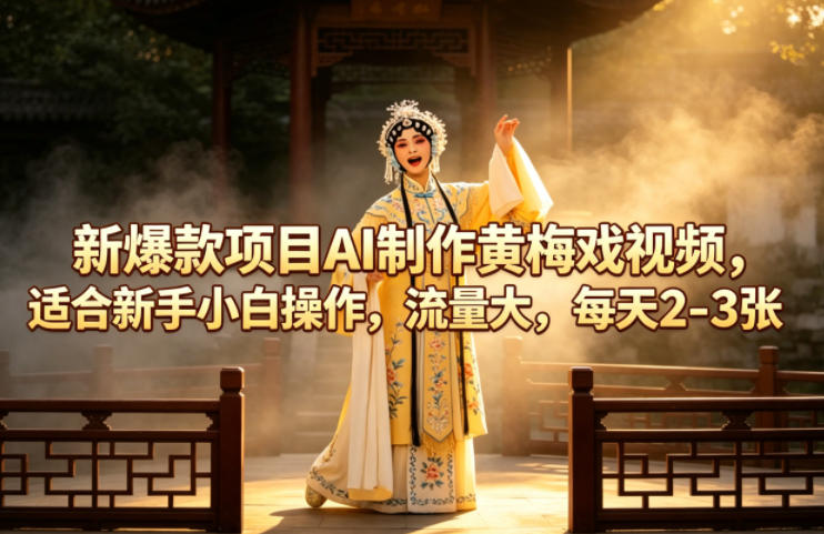新爆款项目AI制作黄梅戏视频，适合新手小白操作，流量大，每天2-3张|协议软件打粉软件
