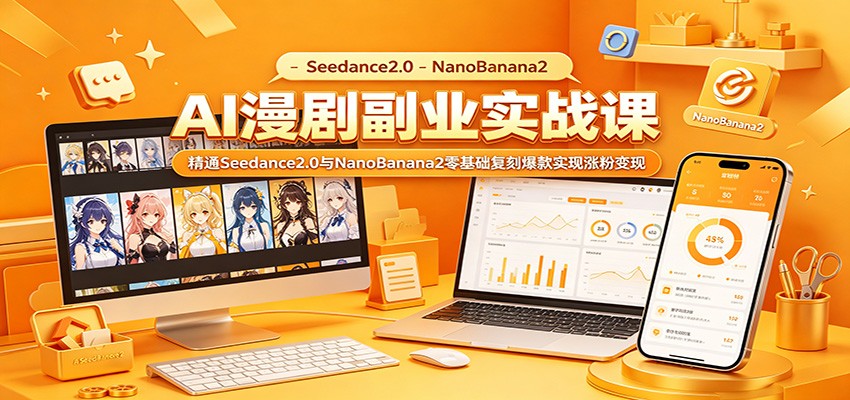 AI漫剧副业实战课：精通Seedance2.0与NanoBanana2零基础复刻爆款实现涨粉变现|一人科技公司导航