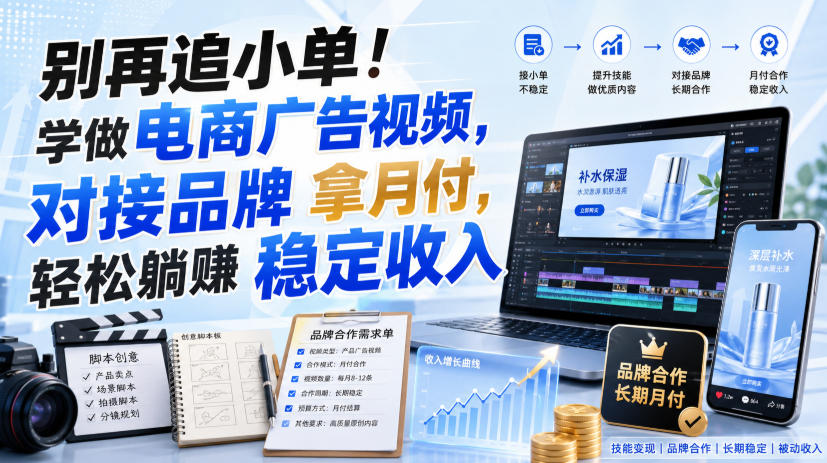 别再追小单！学做电商广告视频，对接品牌拿月付，轻松躺賺稳定收入【原创双语字幕】|一人科技OPC聚合软件