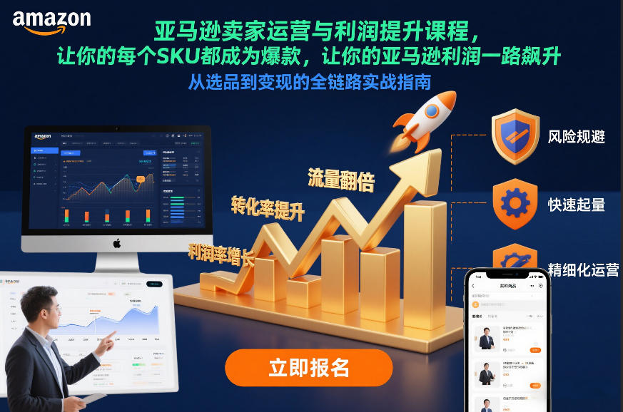 亚马逊卖家运营与利润提升课程，让你的每个SKU都成为爆款，让你的亚马逊利润一路飙升(更新26年3月)|协议软件打粉软件