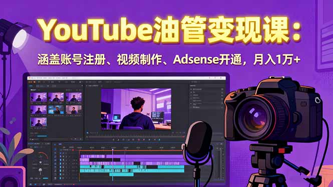 2025YouTube油管变现课：涵盖账号注册、视频制作、Adsense开通，月入1万+|HOOK协议网
