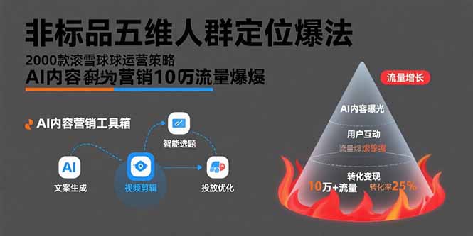 非标品五维人群定位法，2000款滚雪球运营策略，AI内容营销10万流量引爆|HOOK协议网