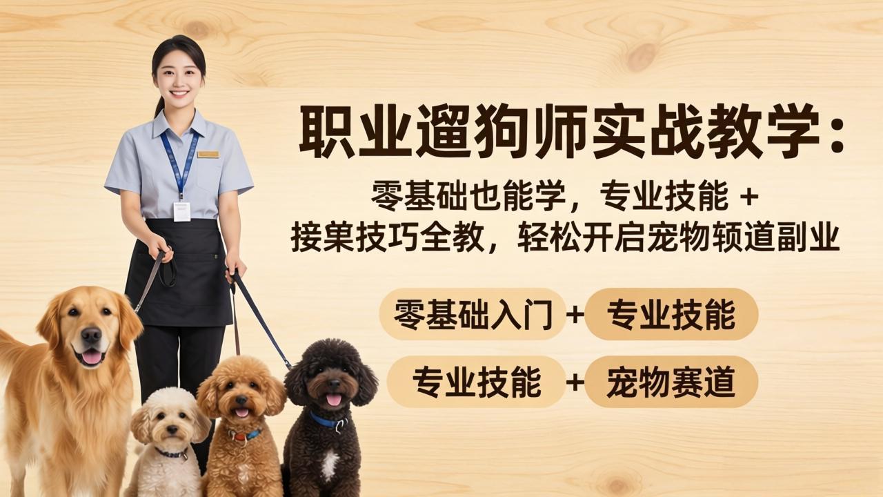 职业遛狗师实战教学：零基础也能学，专业技能 + 接单技巧全教，轻松开启宠物赛道副业|协议软件打粉软件