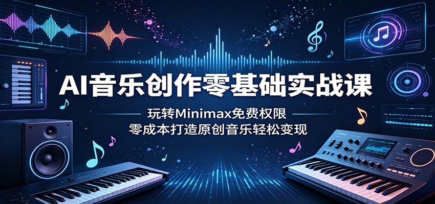 AI音乐创作零基础实战课：玩转Minimax免费权限，零成本打造原创音乐轻松变现|一人科技公司导航