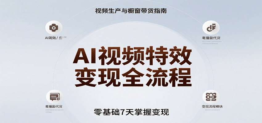 AI视频特效变现全流程，零基础7天掌握视频生产到橱窗带货变现|HOOK协议网