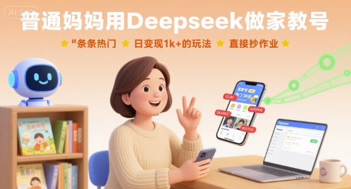 普通妈妈用Deepseek做家教号，条条热门，日变现1k+的玩法，直接抄作业|HOOK协议网