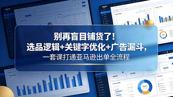 别再盲目铺货了！选品逻辑+关键字优化+广告漏斗，一套课打通亚马逊出单全流程|一人科技公司导航
