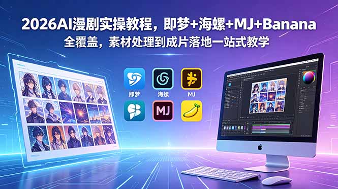 2026AI漫剧实操教程，即梦+海螺+MJ+Banana全覆盖，素材处理到成片落地一站式教学|一人科技公司导航