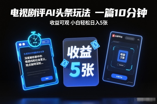 电视剧评AI头条玩法，一篇10分钟，收益可观，小白轻松日入5张+【独家】|HOOK协议网