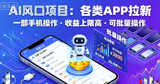 AI风口项目，各类APP拉新，一部手机就可以操作，收益上限高，可批量操作|HOOK协议网