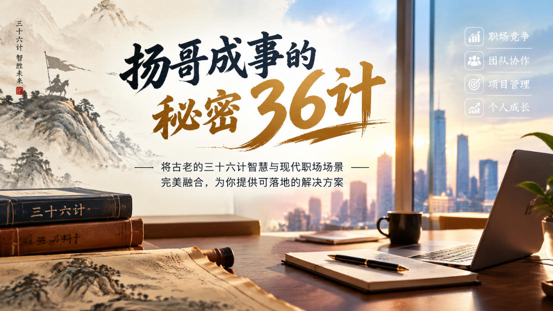 扬哥成事的秘密36计，将古老的三十六计智慧与现代职场场景完美融合，为你提供可落地的解决方案|一人科技OPC聚合软件